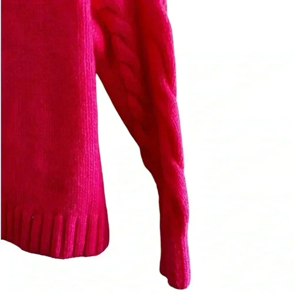 Anthropologie Mock Neck Cable-Knit Sweater XS Pink Wool Blend - Picture 6 of 16